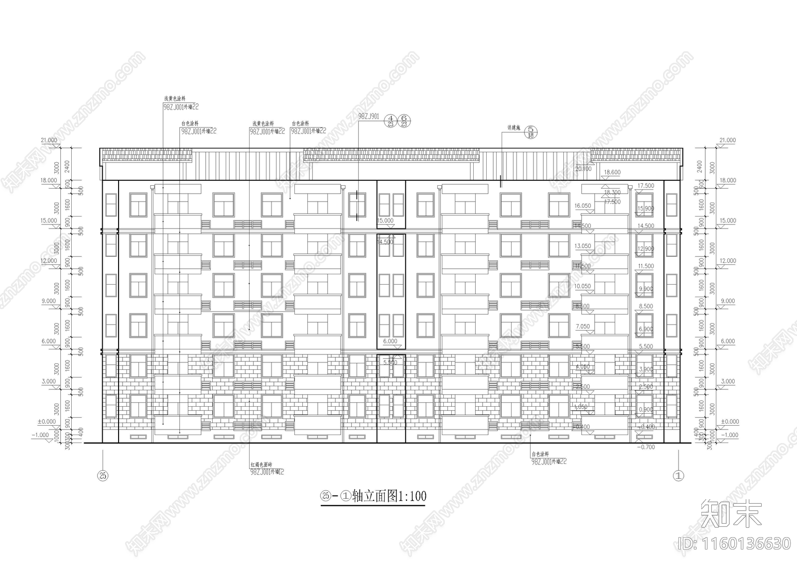 复式居民楼建cad施工图下载【ID:1160136630】