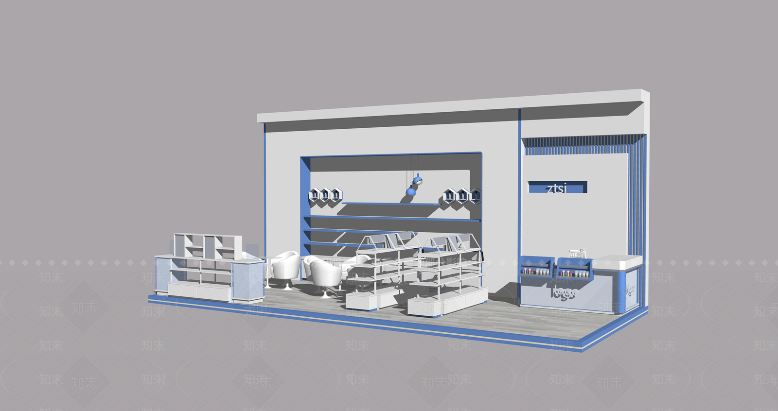 简单展台展示架货架SU模型下载【ID:1160137625】