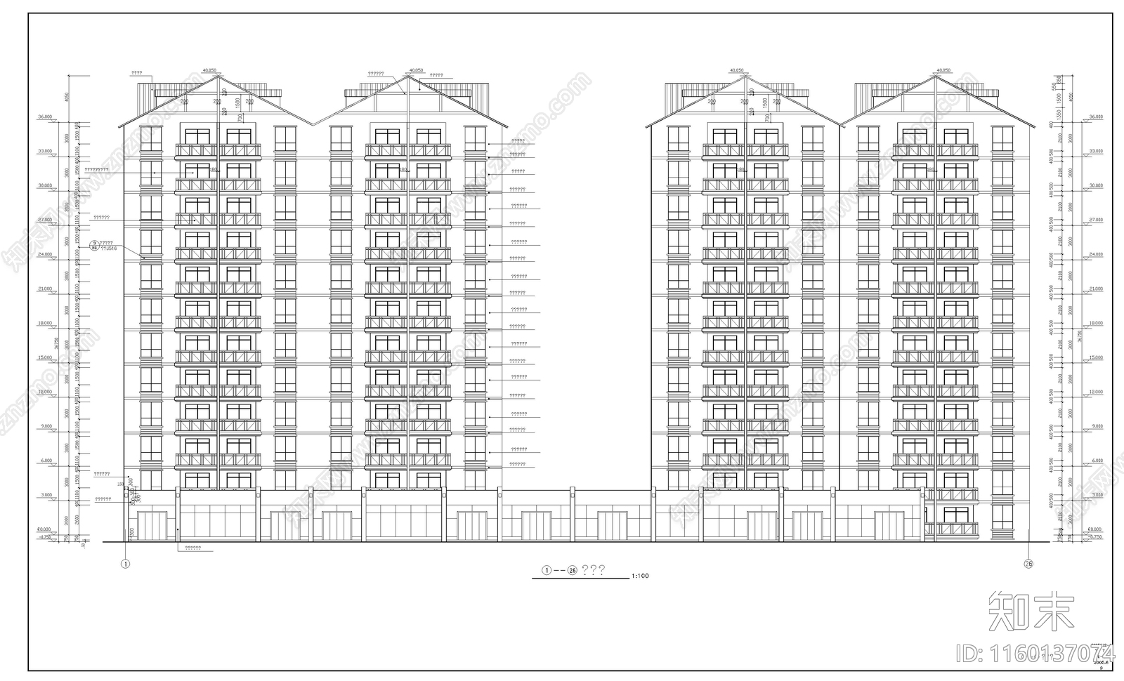 高层住宅楼建cad施工图下载【ID:1160137074】