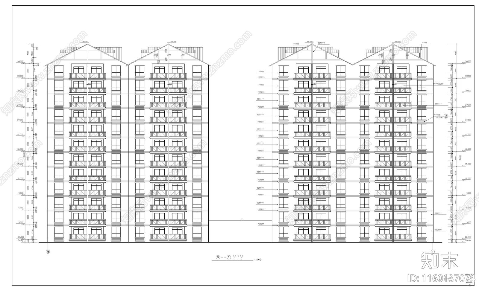 高层住宅楼建cad施工图下载【ID:1160137074】