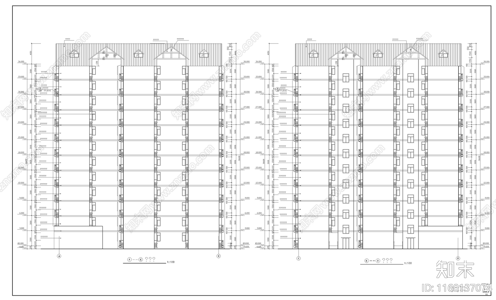 高层住宅楼建cad施工图下载【ID:1160137074】