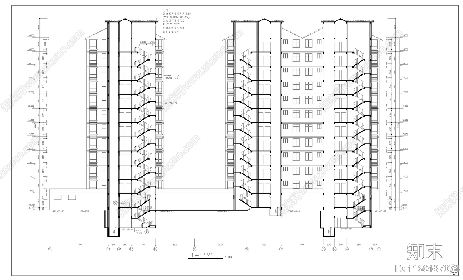 高层住宅楼建cad施工图下载【ID:1160137074】