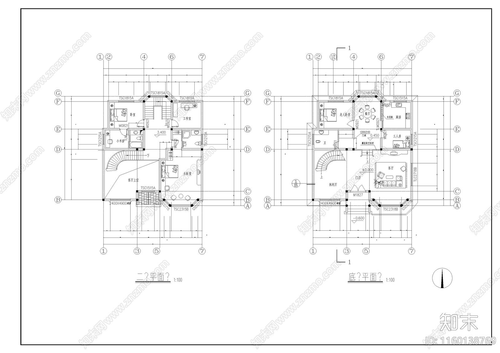 别墅建cad施工图下载【ID:1160138769】