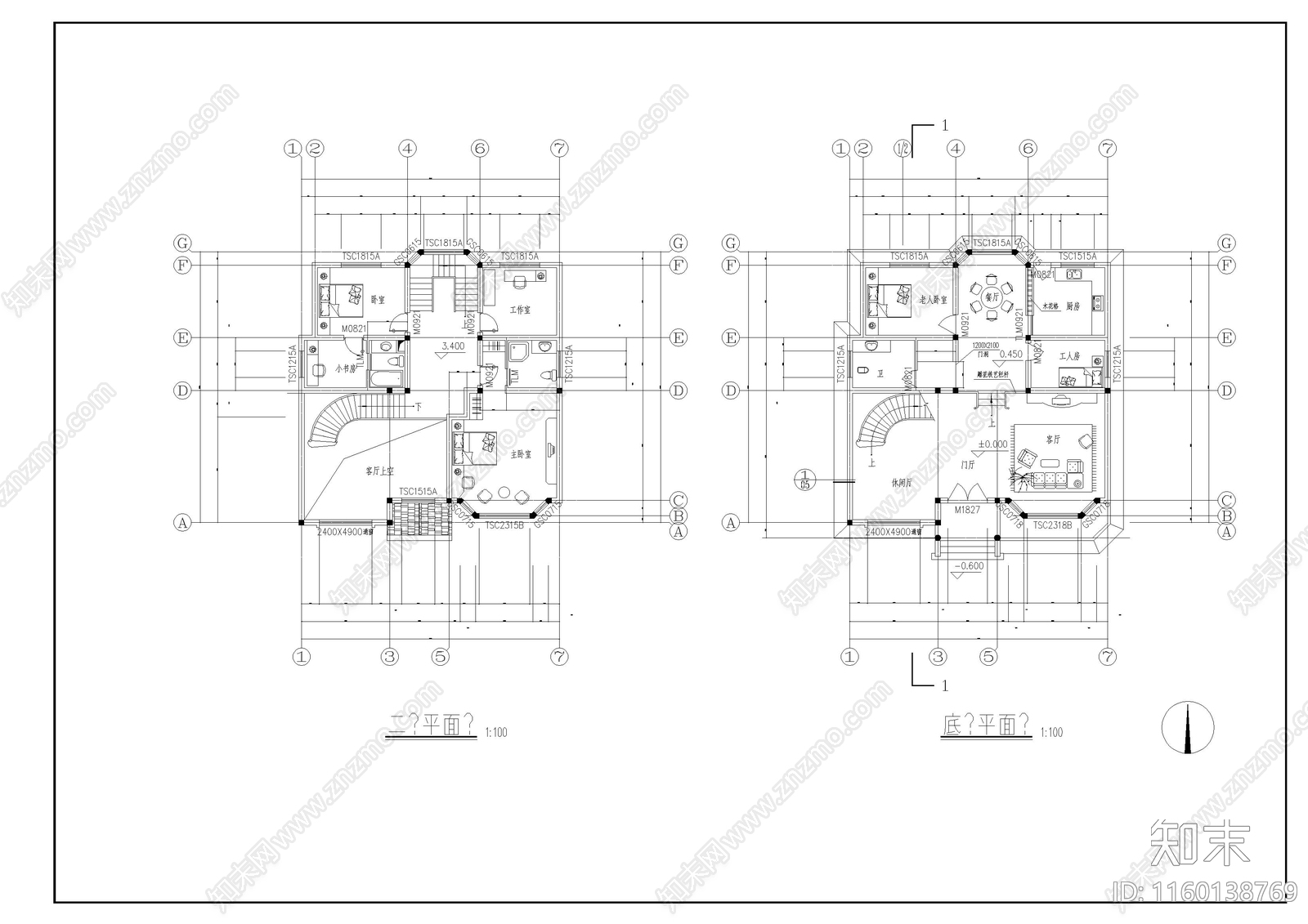 别墅建cad施工图下载【ID:1160138769】