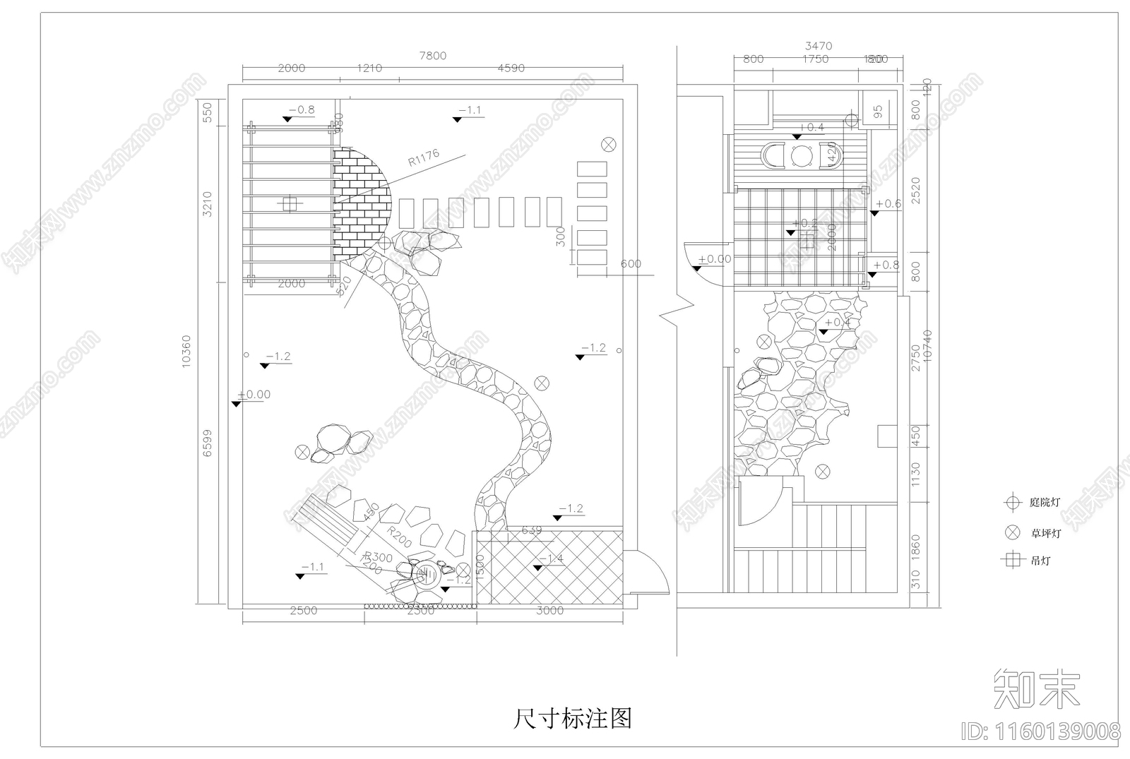 别墅庭cad施工图下载【ID:1160139008】