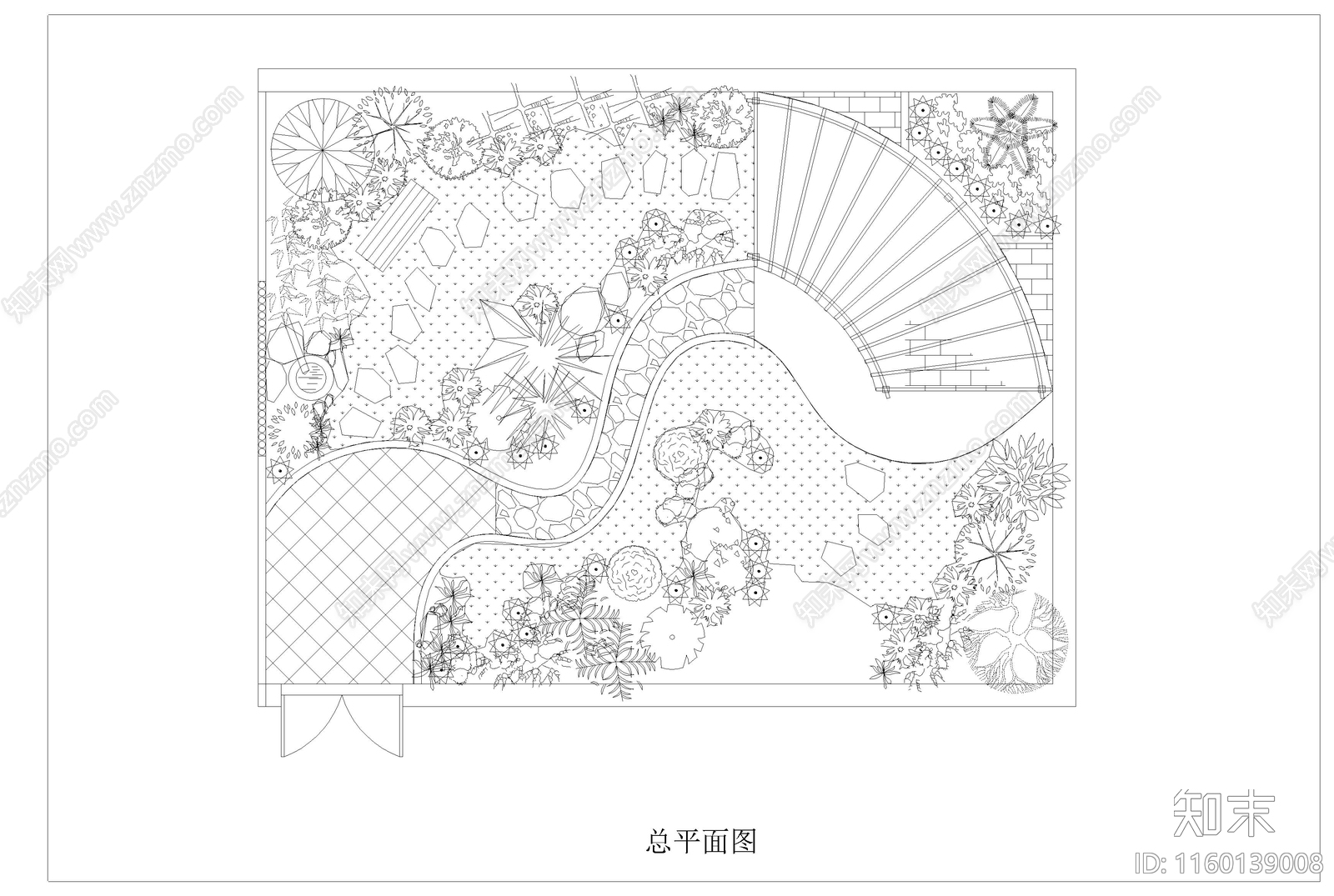 别墅庭cad施工图下载【ID:1160139008】