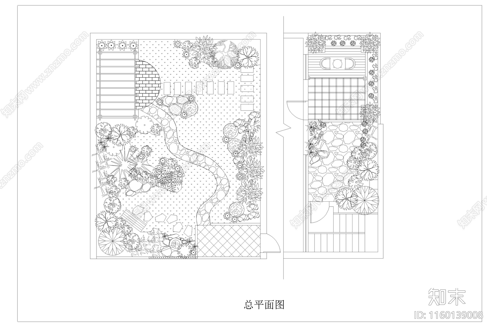 别墅庭cad施工图下载【ID:1160139008】