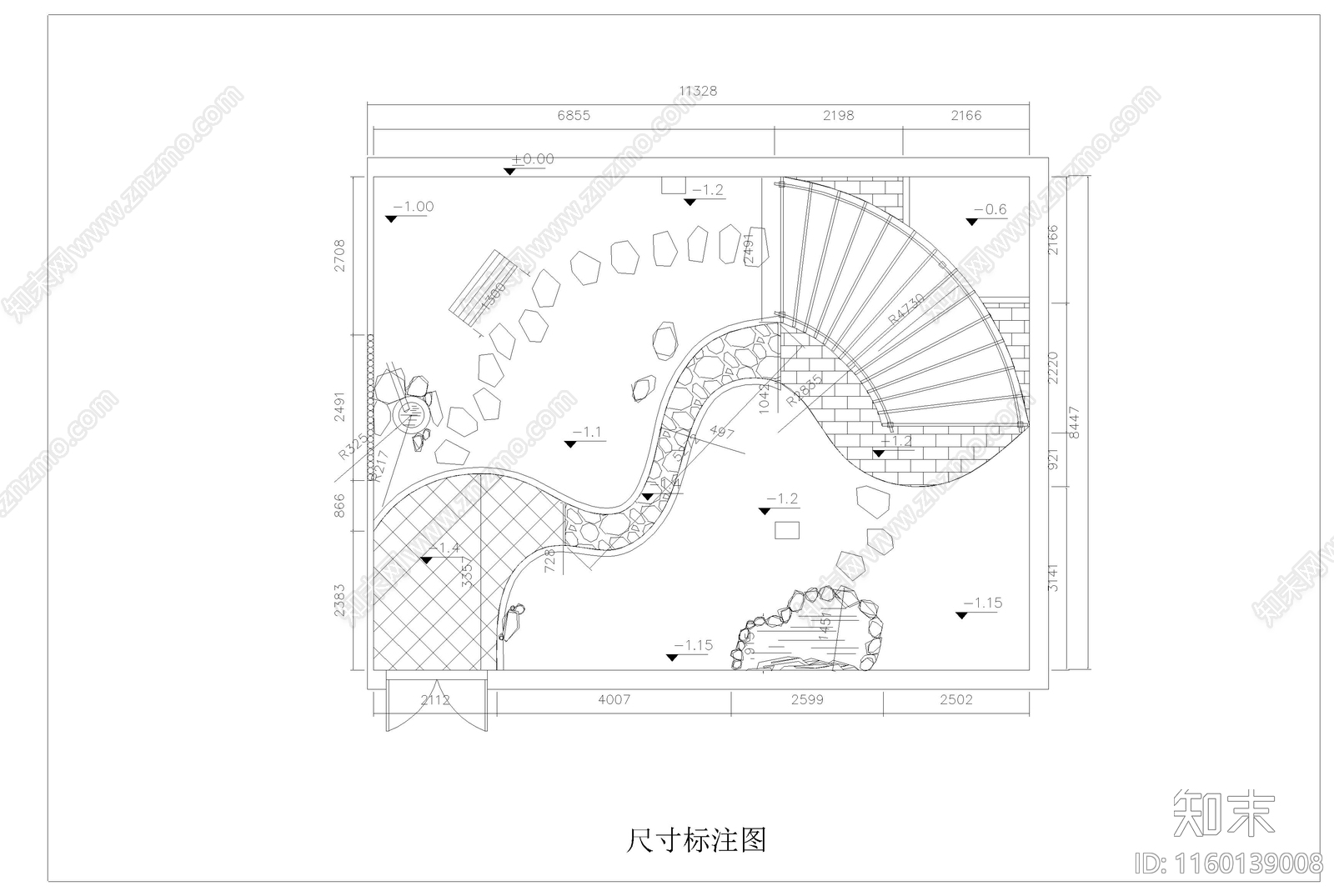 别墅庭cad施工图下载【ID:1160139008】