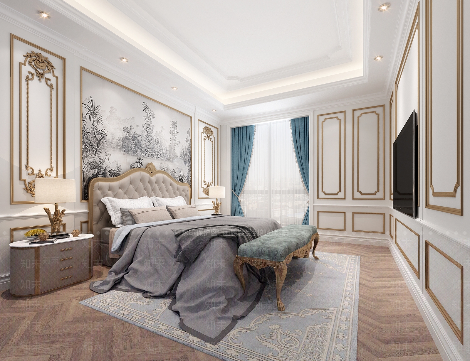 欧式古典卧室3D模型下载【ID:1160140485】