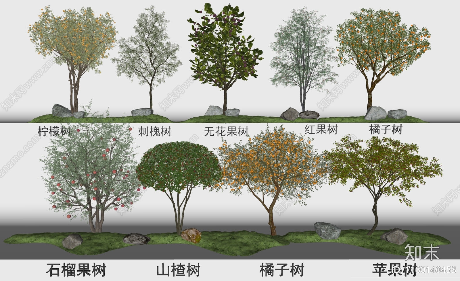 现代果树植物组合SU模型下载【ID:1160140453】