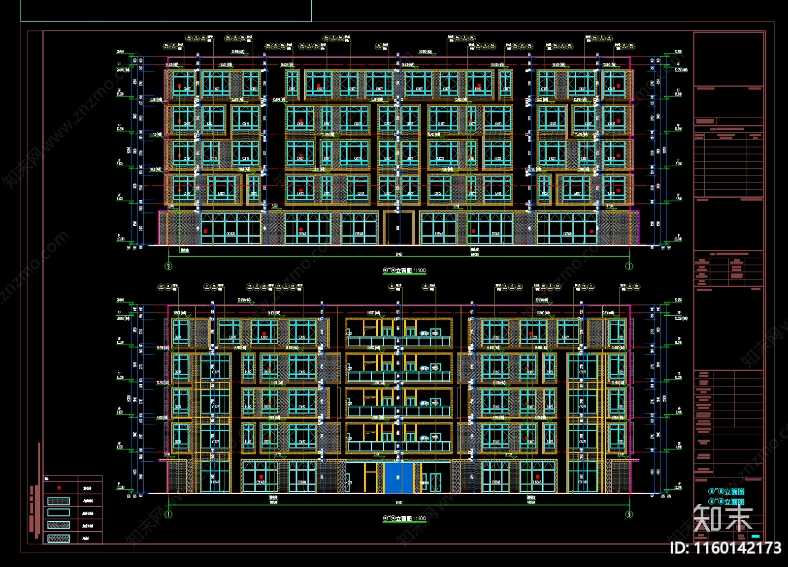 公共建筑立面cad施工图下载【ID:1160142173】