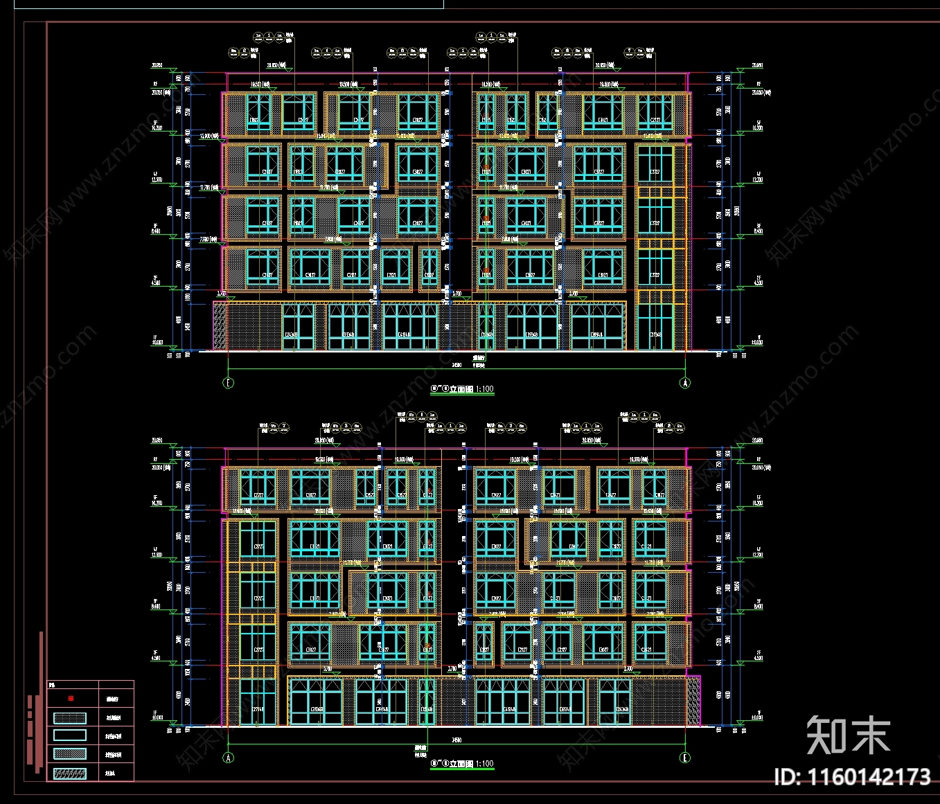 公共建筑立面cad施工图下载【ID:1160142173】