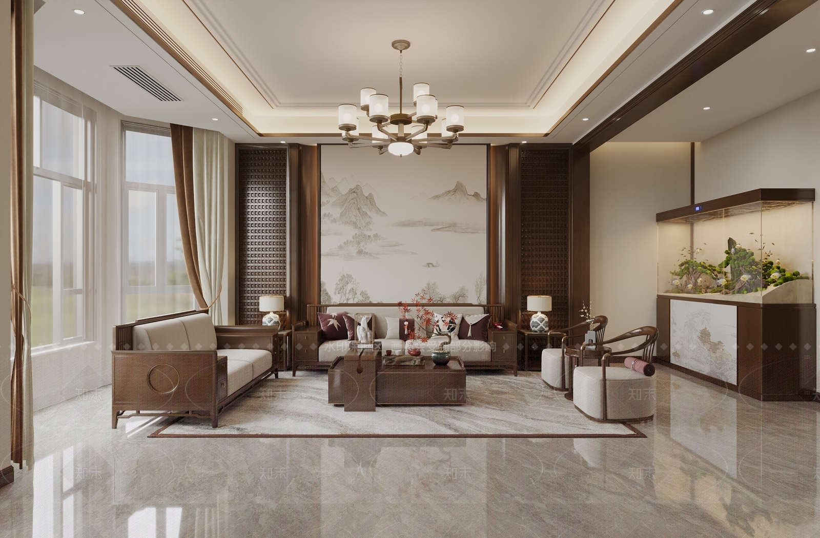 新中式玄关3D模型下载【ID:1214586455】