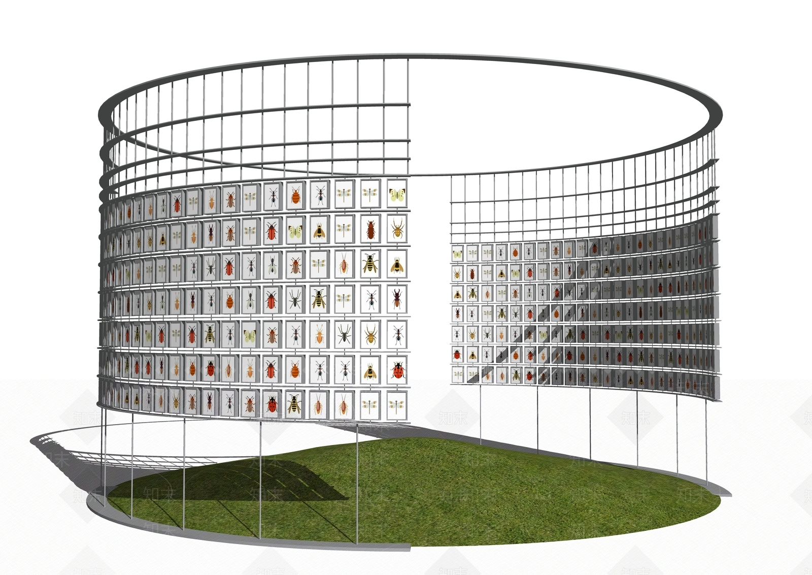 现代标本展示墙SU模型下载【ID:1160147224】