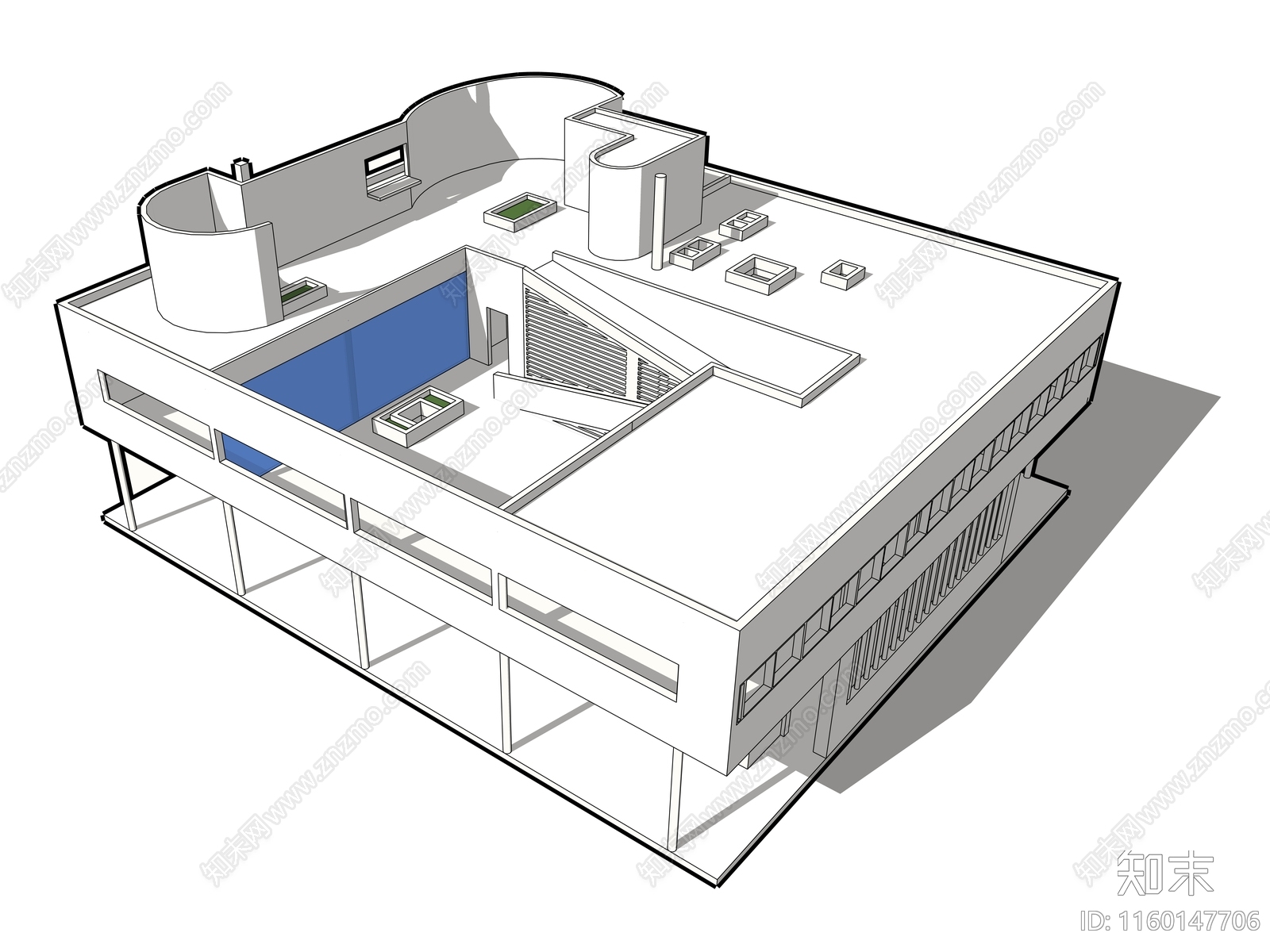 现代柯布西耶萨伏伊别墅SU模型下载【ID:1160147706】