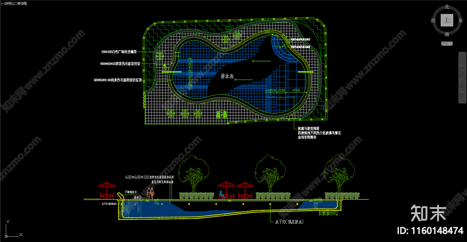 泳池平面图剖面图cad施工图下载【ID:1160148474】