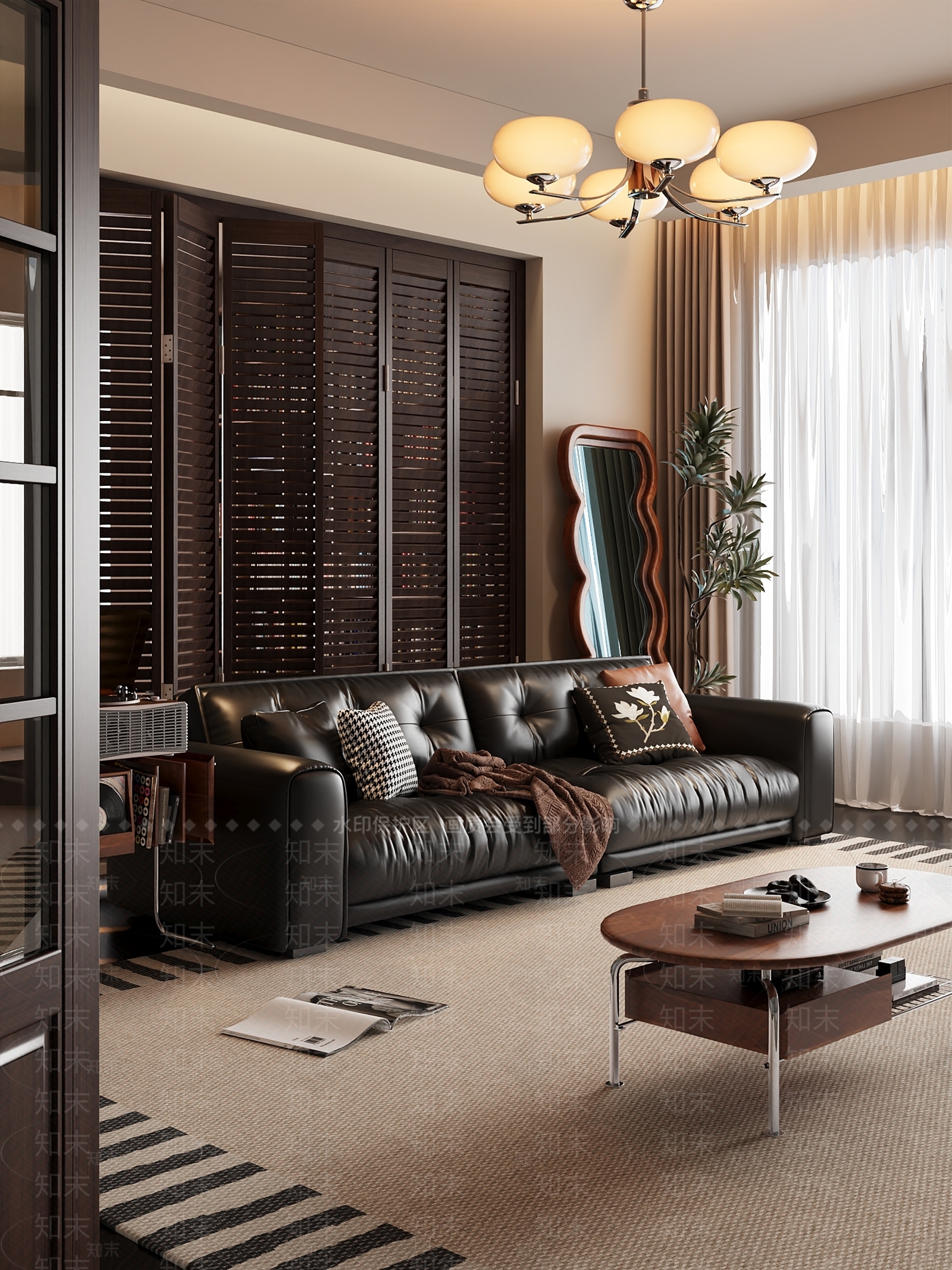 中古奶油风双人沙发茶几组合客厅3D模型下载【ID:1160151438】