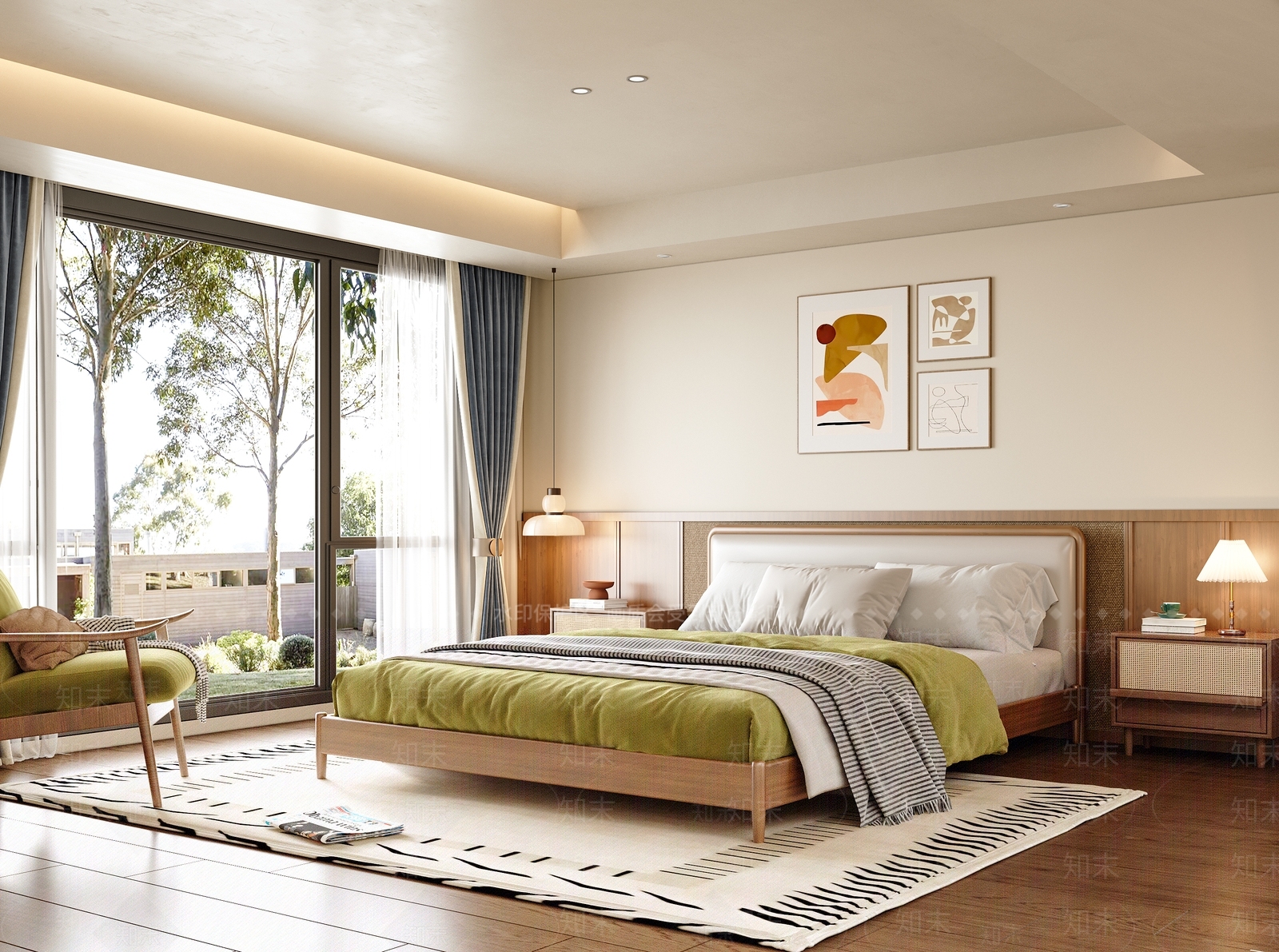 现代中古风家居卧室3D模型下载【ID:1160153467】