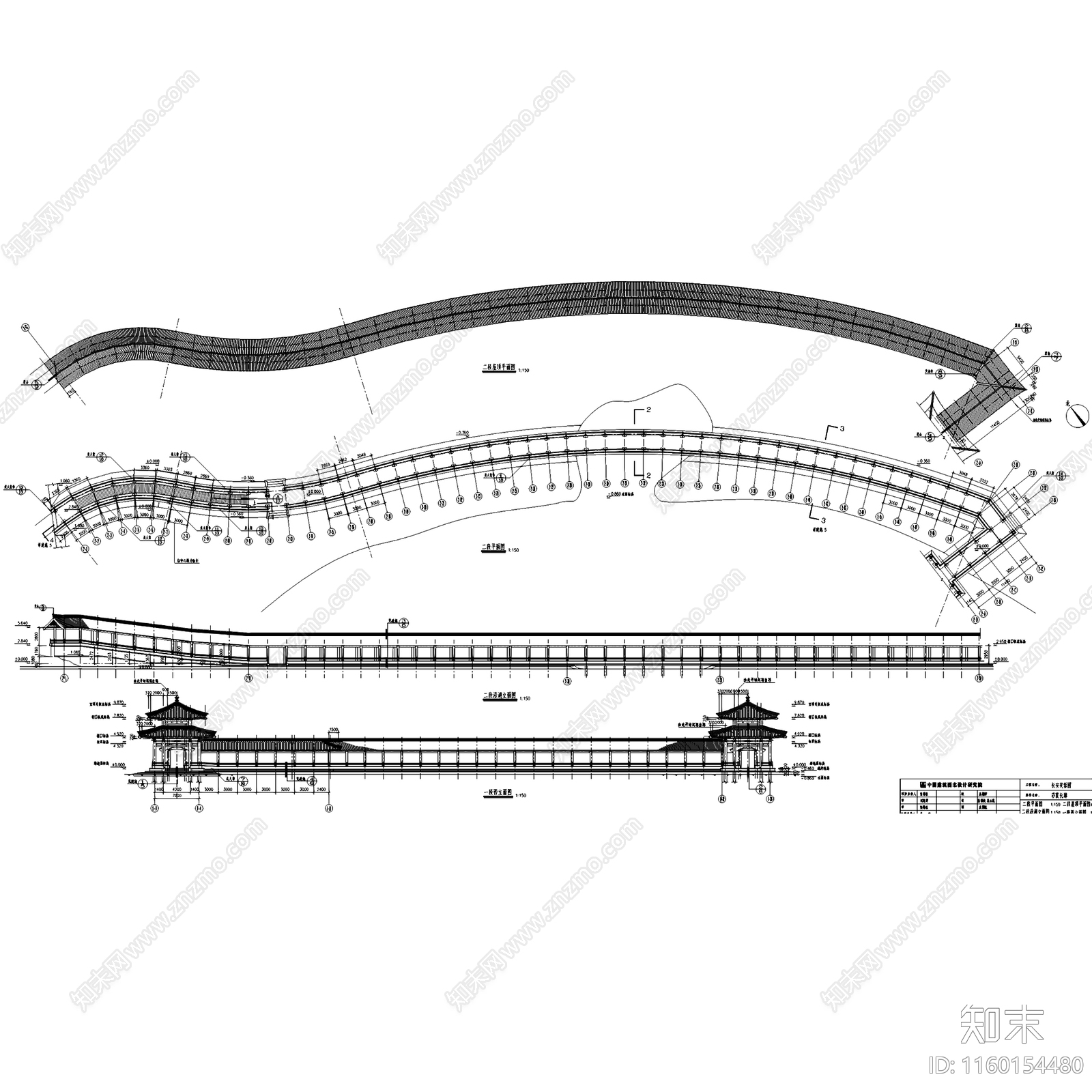 中式长安大唐芙蓉园古建筑规划cad施工图下载【ID:1160154480】