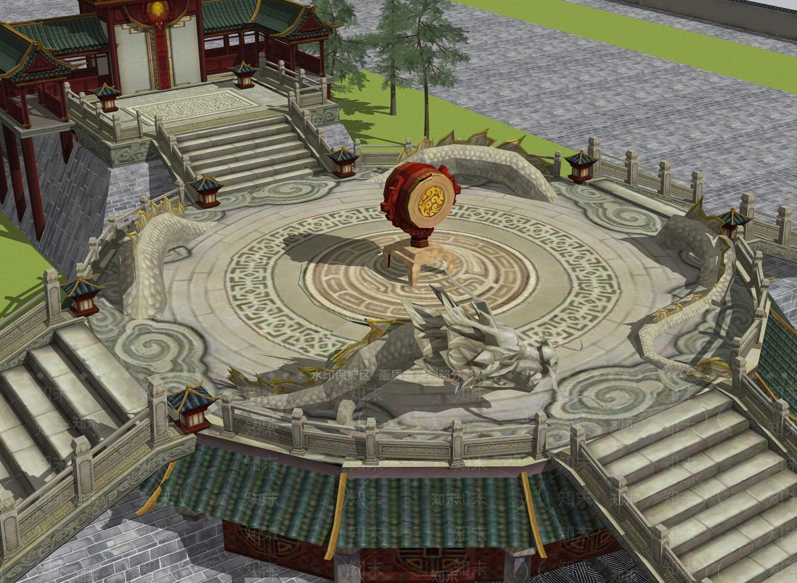 卧龙擂台比武台广场SU模型下载【ID:1160155274】