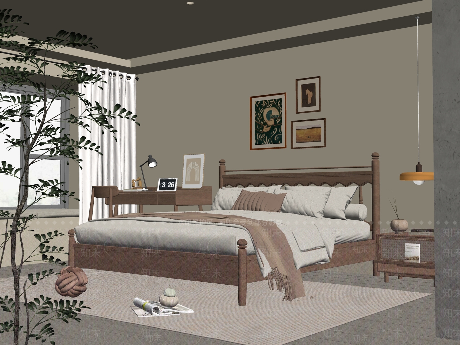 浅色线条装饰挂画挂画SU模型下载【ID:1227346241】