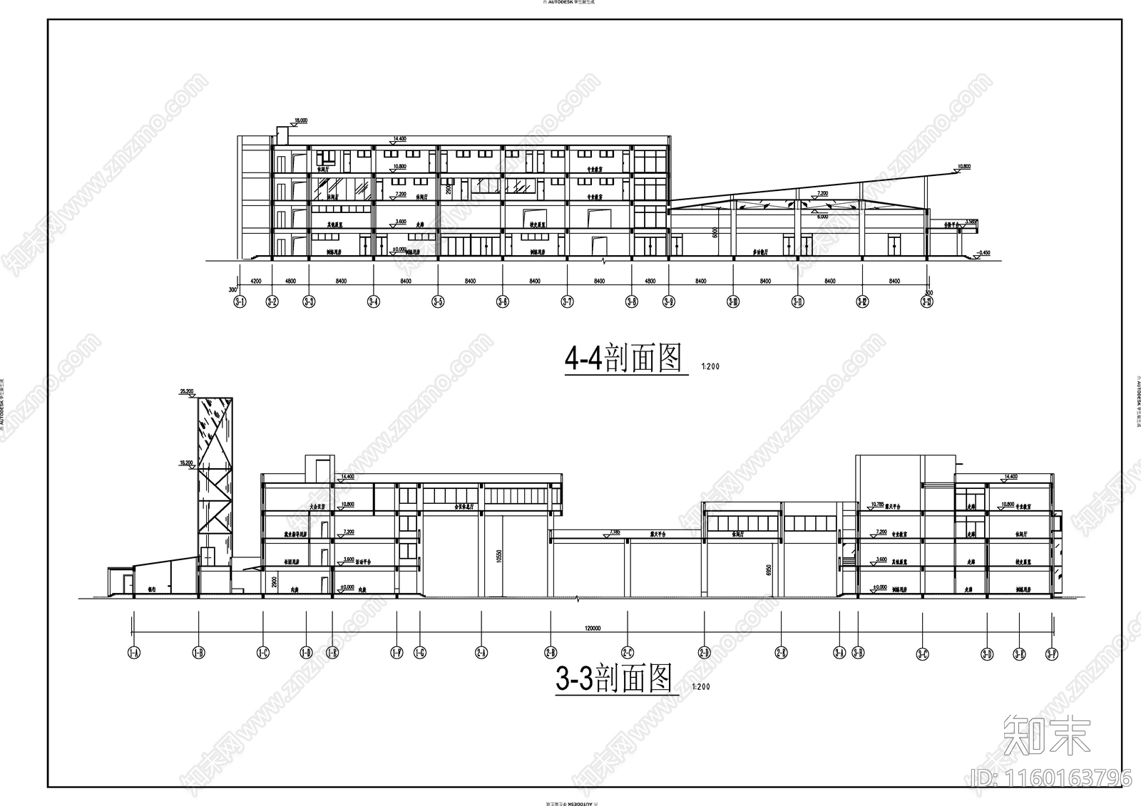 学生活动中心建筑图施工图下载【ID:1160163796】