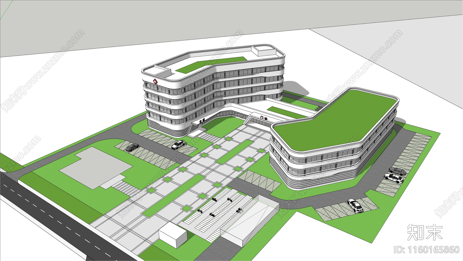 多层医院建筑SU模型下载【ID:1160165860】