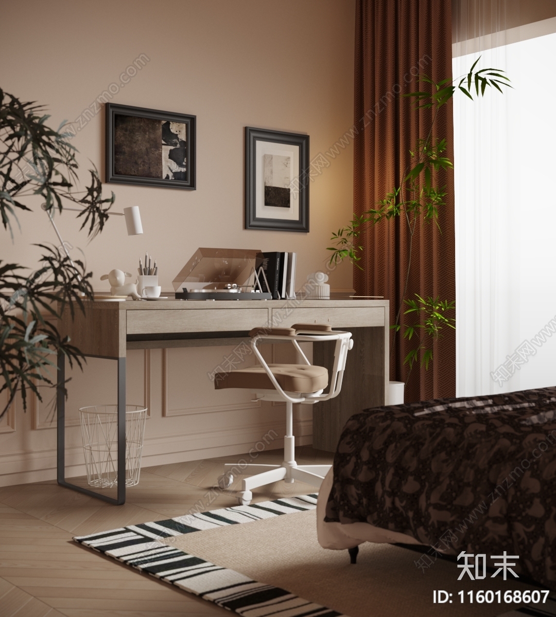 现代家居书桌3D模型下载【ID:1160168607】