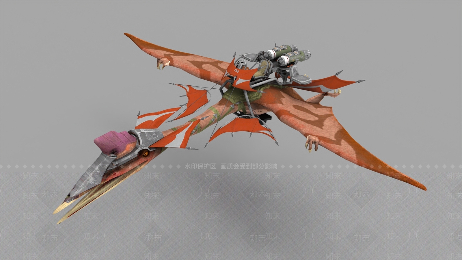 部落虎纹翼龙坐骑3D模型下载【ID:1160173800】