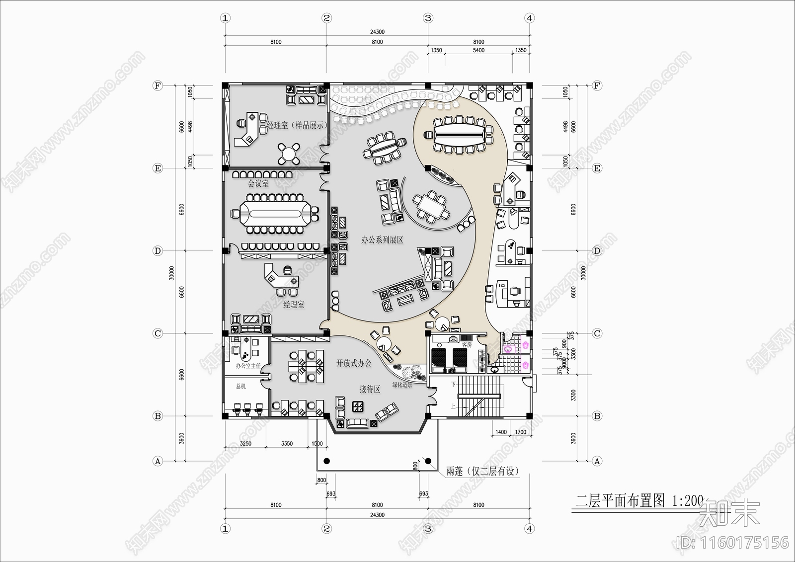 1200㎡两层家具专卖店展厅平面布置图cad施工图下载【ID:1160175156】