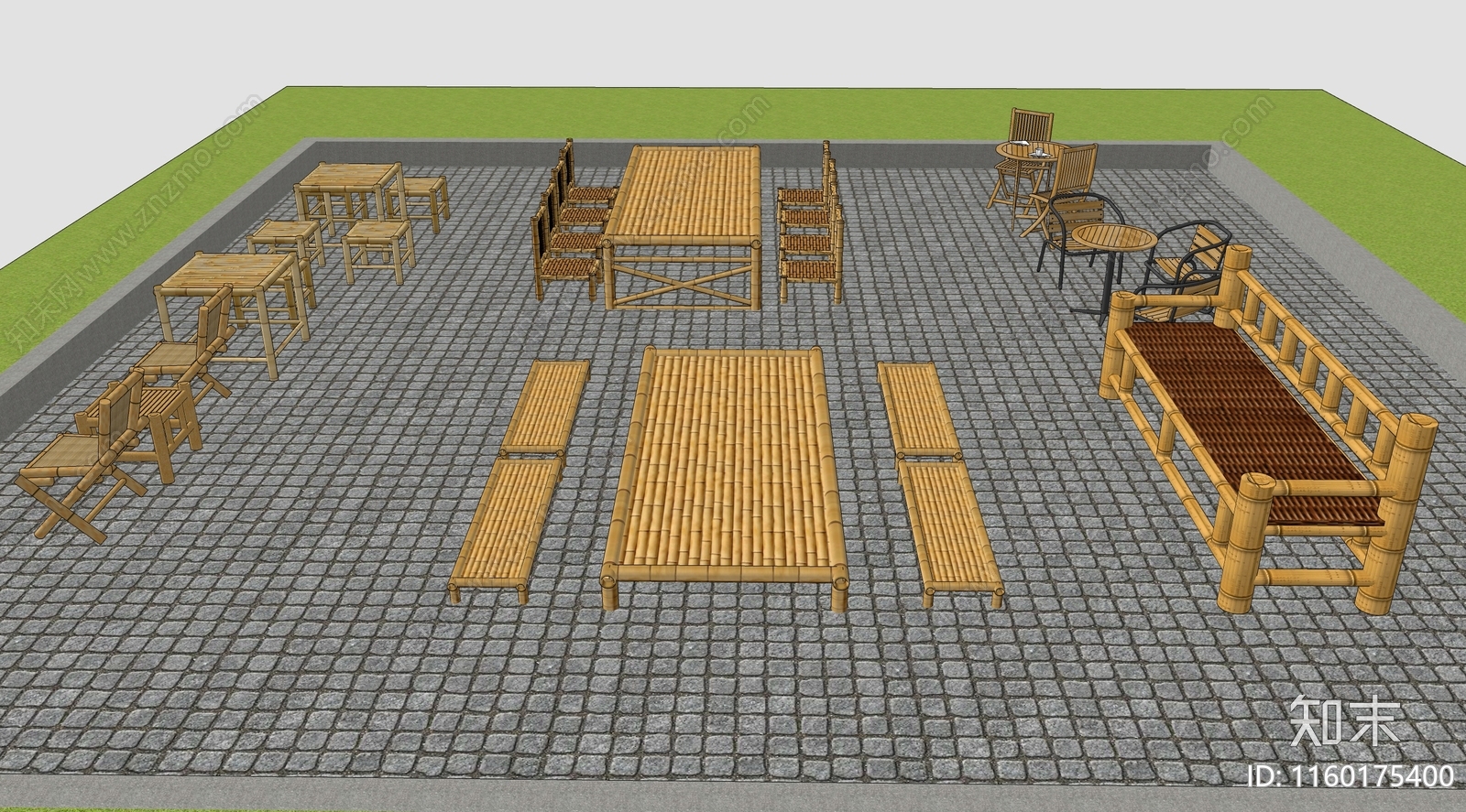 竹编桌椅SU模型下载【ID:1160175400】