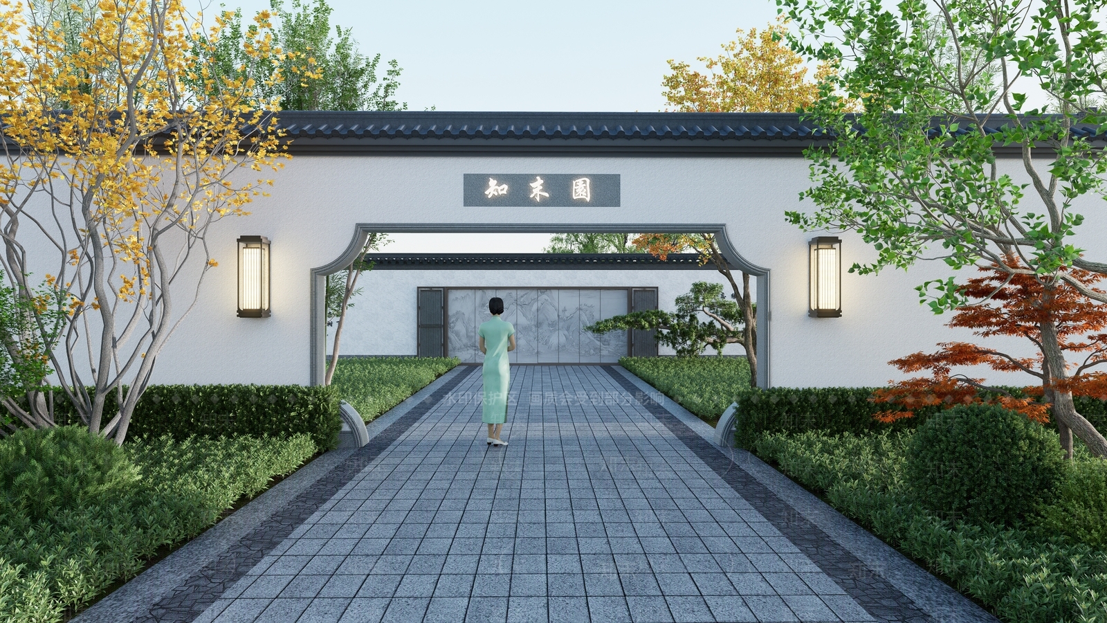 月洞门景墙SU模型下载【ID:1160181261】