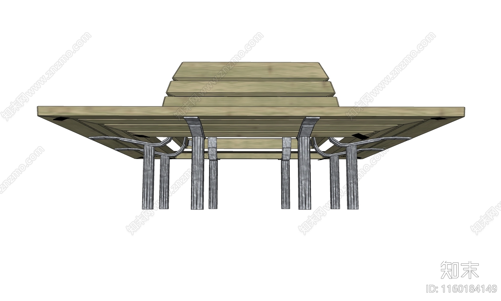 方形防腐木景观坐凳树池SU模型下载【ID:1160184149】