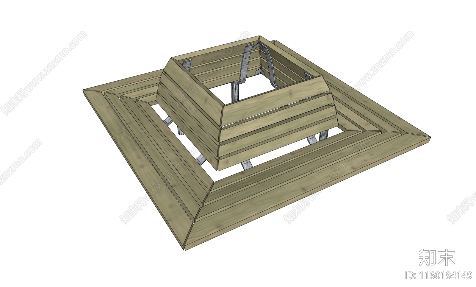 方形防腐木景观坐凳树池SU模型下载【ID:1160184149】