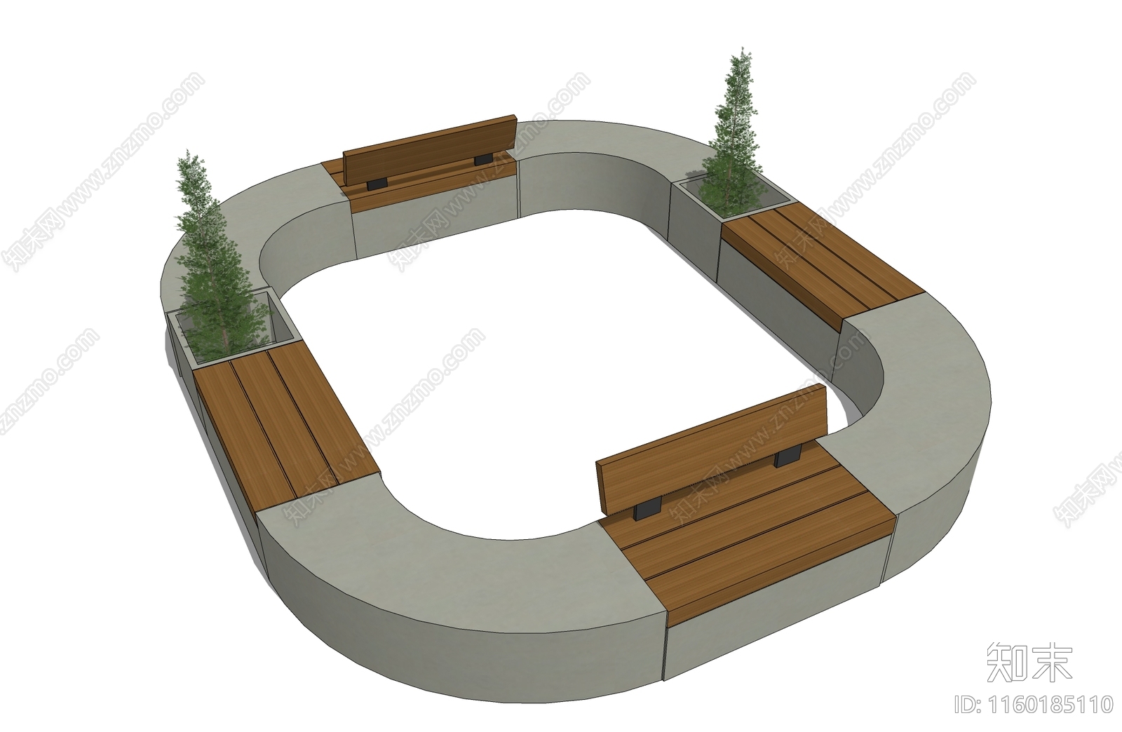 组合休闲清水混凝土种植池SU模型下载【ID:1160185110】