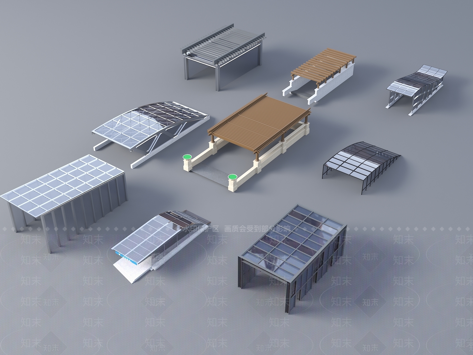 车库雨棚3D模型下载【ID:1160191127】