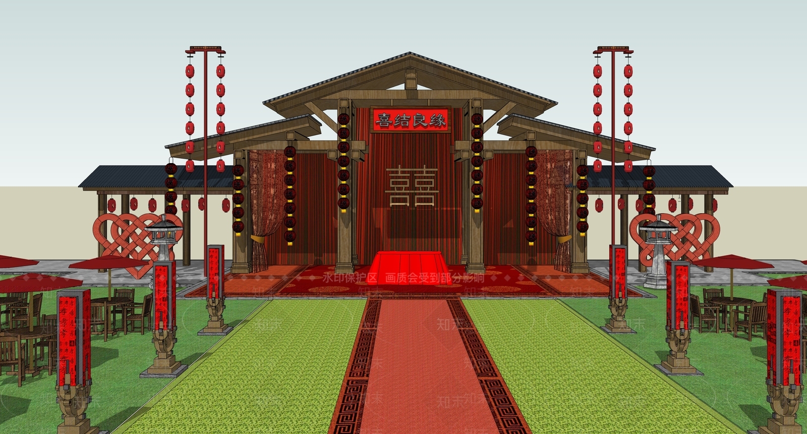 中式户外婚礼SU模型下载【ID:1160191529】
