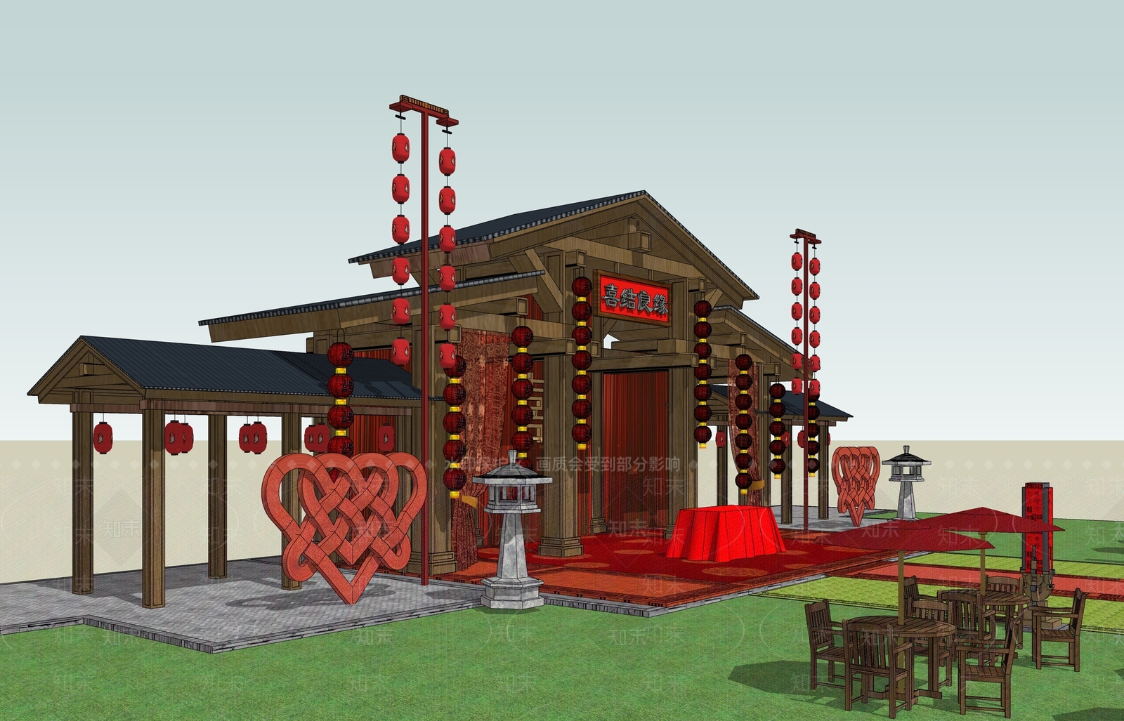 中式户外婚礼SU模型下载【ID:1160191529】