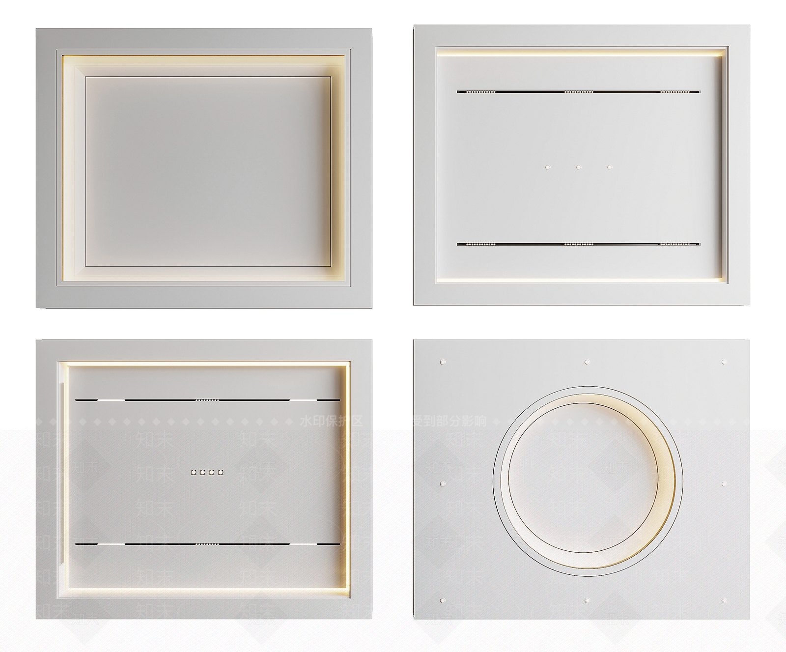现代天花吊顶SU模型下载【ID:1160195845】
