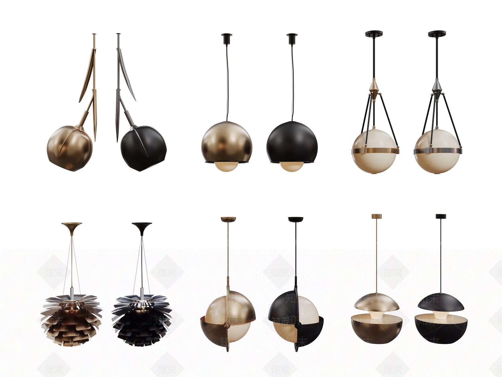 现代球形吊灯3D模型下载【ID:1160198780】