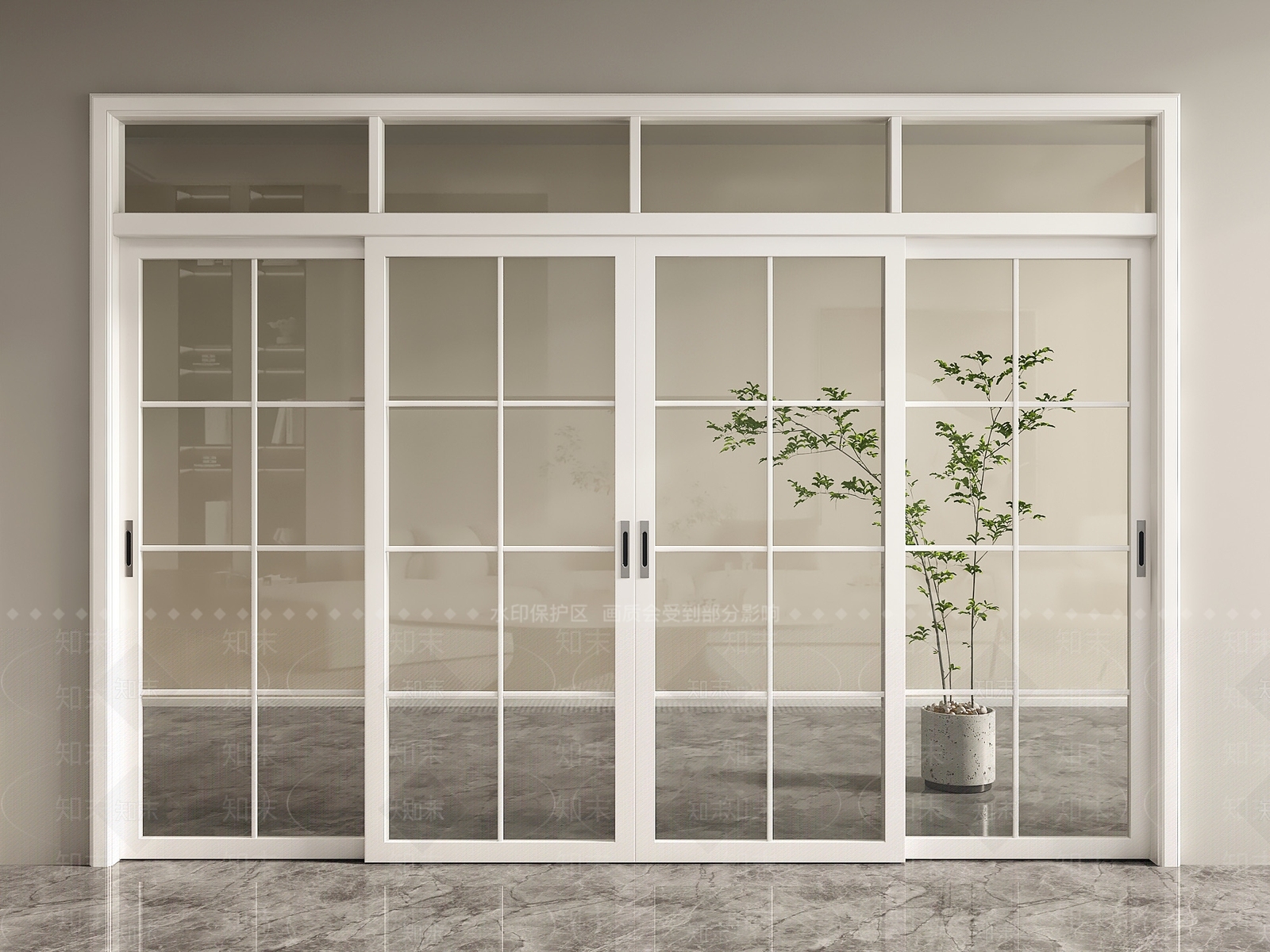 现代客厅推拉门3D模型下载【ID:1160198707】