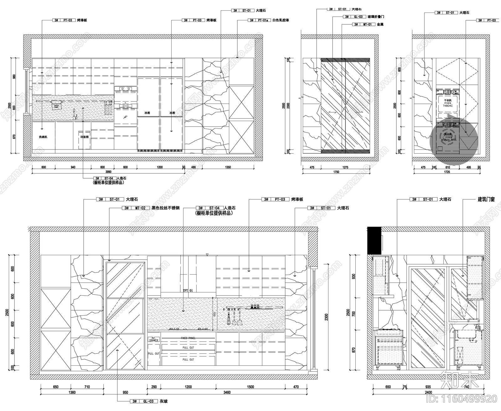 家装厨房立面设计图cad施工图下载【ID:1160499920】