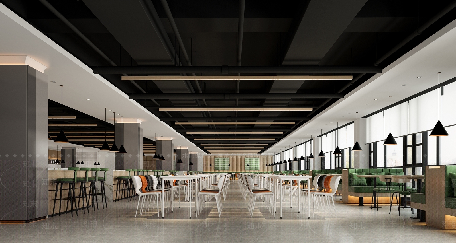 现代员工餐厅3D模型下载【ID:1160201811】