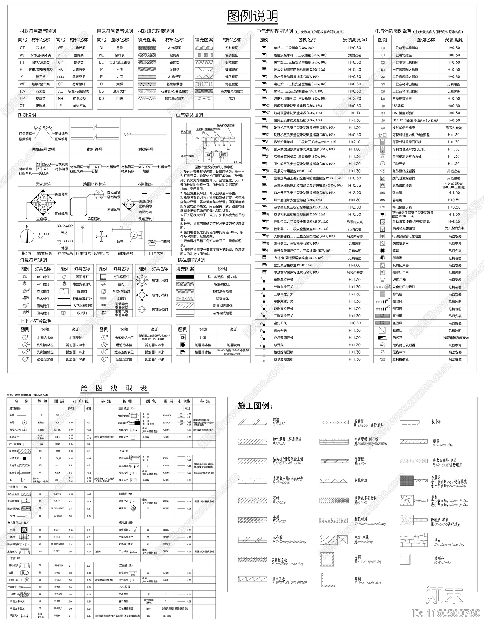 家装图层说明线型表图例施工图下载【ID:1160500760】