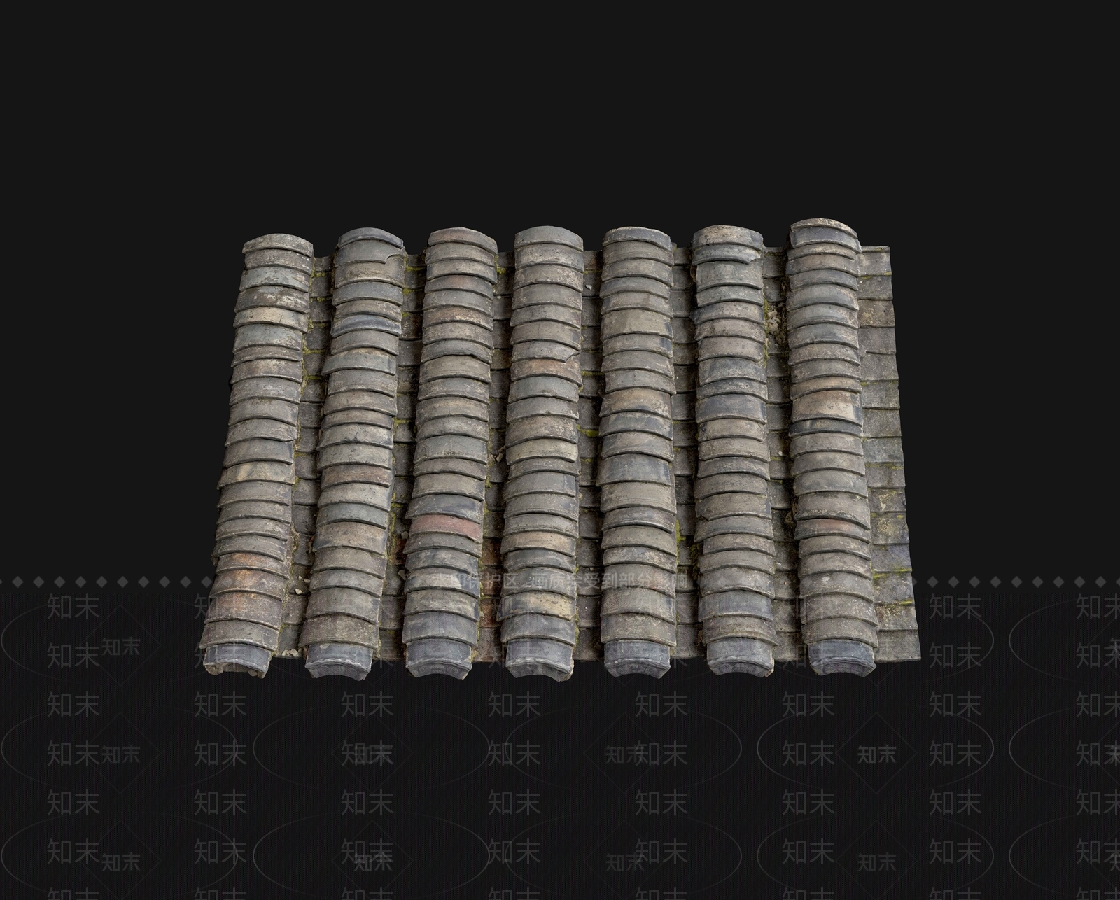 中式乡村屋顶瓦片3D模型下载【ID:1160202345】