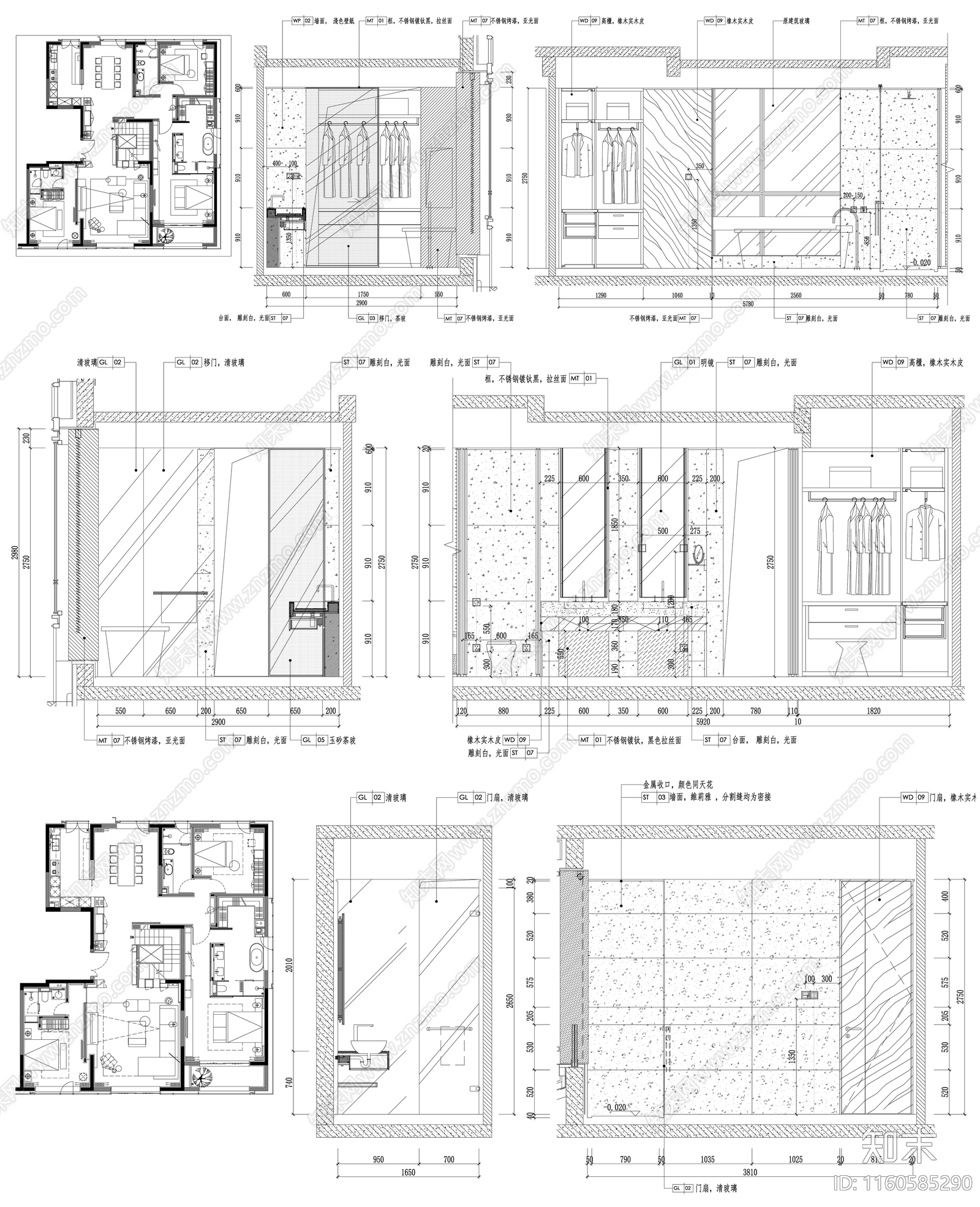 家装卫生间厕所设计素材cad施工图下载【ID:1160585290】