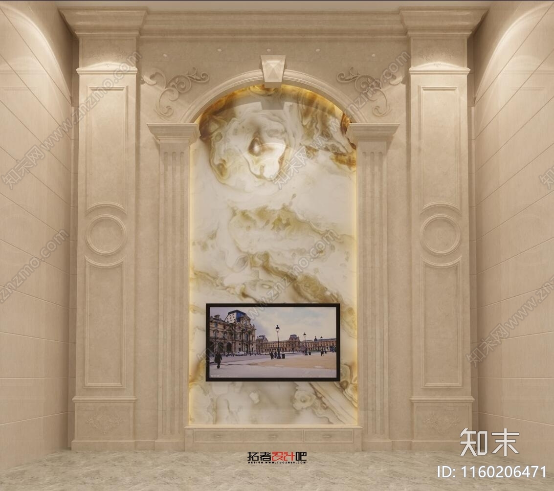 别墅欧式背景3D模型下载【ID:1160206471】