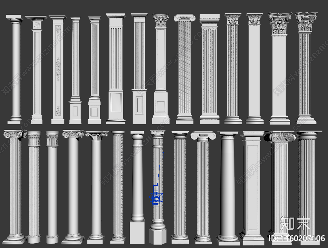 豪华欧式罗马柱3D模型下载【ID:1160207106】