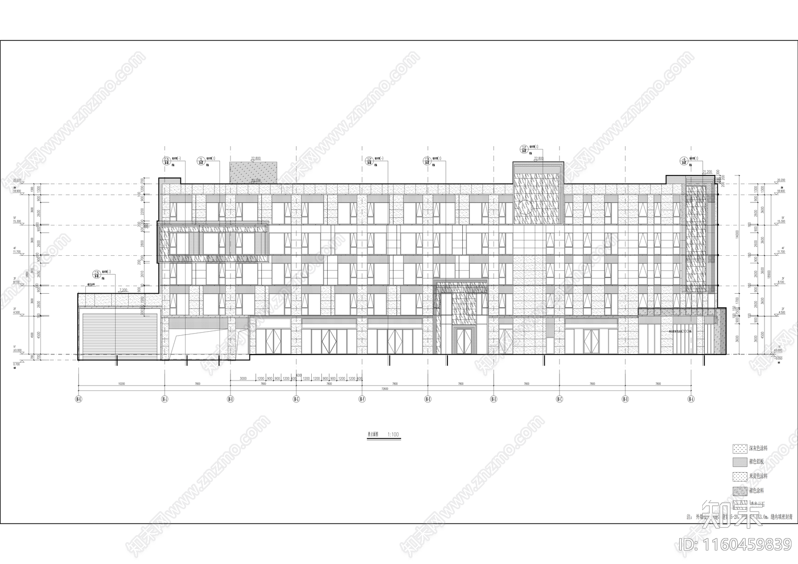 多层公寓式办公楼建筑cad施工图下载【ID:1160459839】