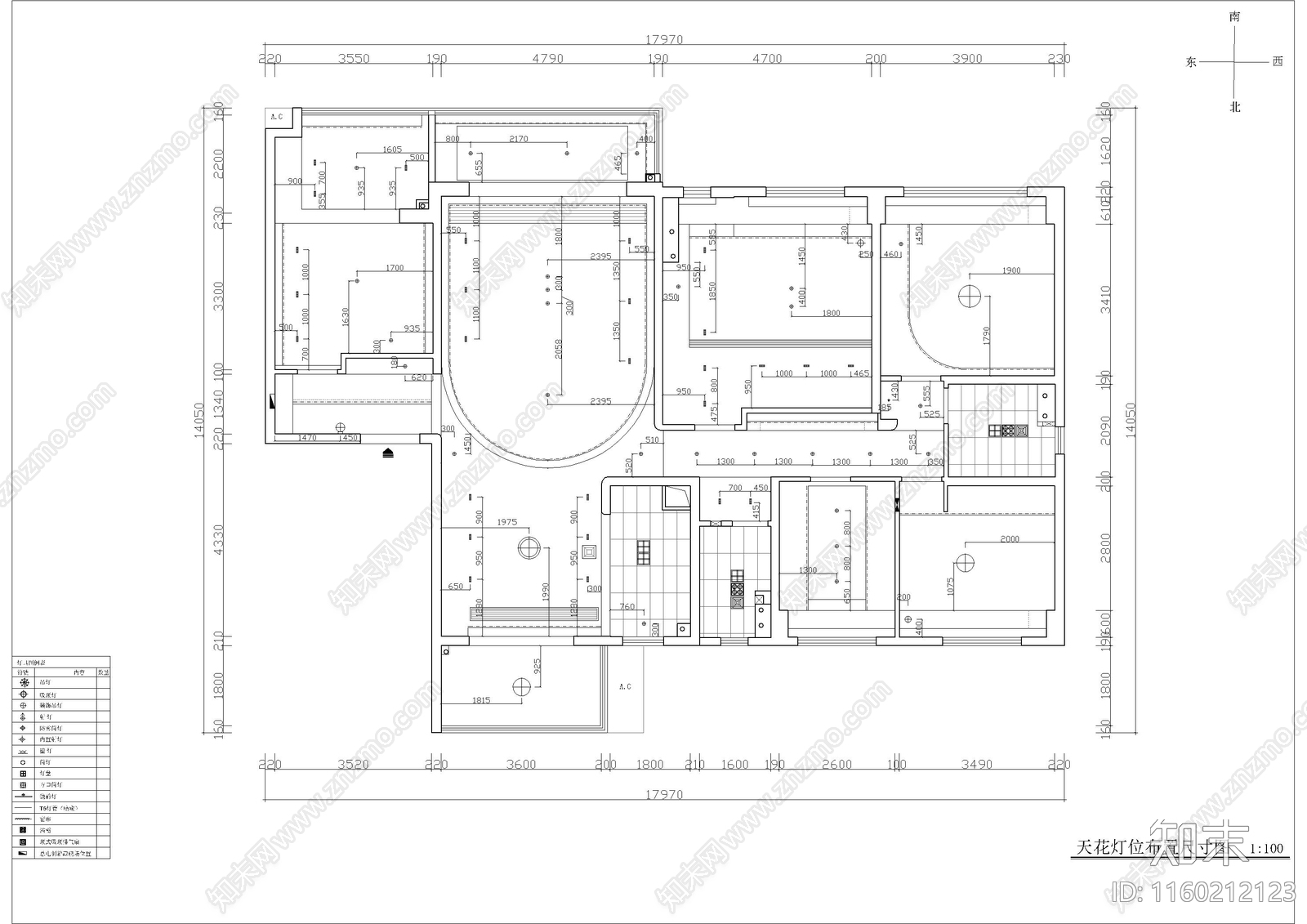 190平极简风格家装室cad施工图下载【ID:1160212123】